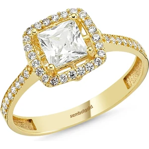 Sembol Gold Baget Sarı Altın Tektaş Yüzük 0.80 Karat