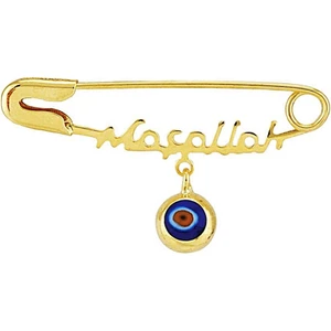 Sembol Gold Maşallah Altın Göz Boncuklu Unisex Iğne