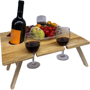 Katlanabilir Açık Şarap Rafı Piknik Masa Şarap Cam Tutucu 34X30X16 cm (Yurt Dışından)