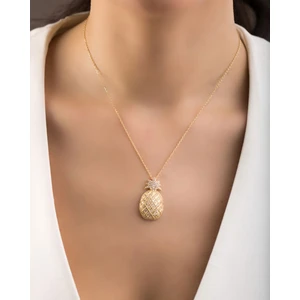 Papatya Silver 925 Ayar Gümüş Altın Kaplama Ananas Kolye