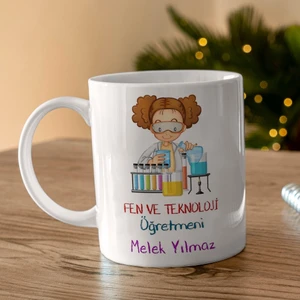 Baskı Kenti Fen ve Teknoloji Öğretmeni Tasarımlı Kişiye Özel Kupa Bardak