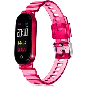 Case 4U Xiaomi Mi Band 6 Şeffaf Görünüm Esnek Silikon Kayış Kordon KRD-27 Pembe