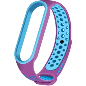 Case 4U Xiaomi Mi Band 6 Esnek Silikon Delikli Spor Kayış Kordon KRD-02 NO8 Mor - Mavi