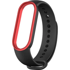 Case 4U Xiaomi Mi Band 6 Esnek Silikon İki Renk Spor Kayış Kordon KRD-24 NO5 Siyah - Kırmızı