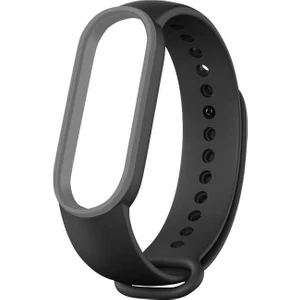 Case 4U Xiaomi Mi Band 6 Esnek Silikon İki Renk Spor Kayış Kordon KRD-24 NO8 Siyah - Gri