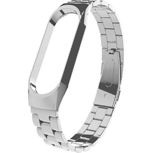 Case 4U Xiaomi Mi Band 6 Metal Kayış Kordon Bakla Desenli KRD-04 Gümüş