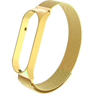 Case 4U Xiaomi Mi Band 6 Metal Kayış Kordon Mıknatıslı Milano Loop KRD-01 NO3 Altın