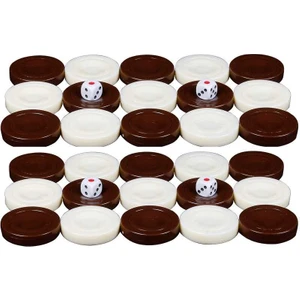 Polyester Tavla Pulu Kahverengi Beyaz Büyük Boy