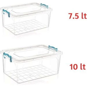 Kivi Home Çok Amaçlı Kapaklı Erzak Saklama Kabı Kutusu 7.5 Lt+10 Lt 2'li