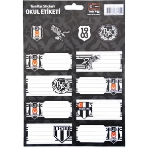 Beşiktaş Lisanslı Stickers + Okul Etiketi  3 Yaprak
