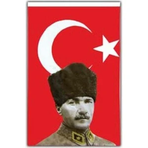 Mustafa Kemal Atatürklü Bayrak  Atalı Türk Bayrağı 50X75CM
