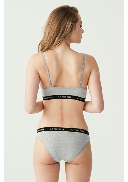 65004 Kadın Gri Melanj Büstiyer Slip Set