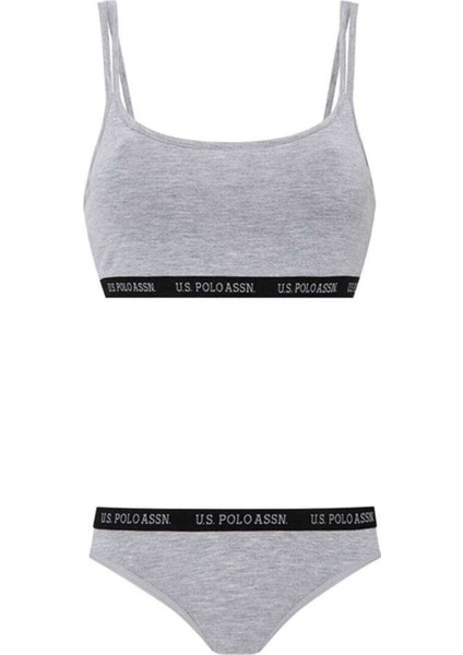 65004 Kadın Gri Melanj Büstiyer Slip Set