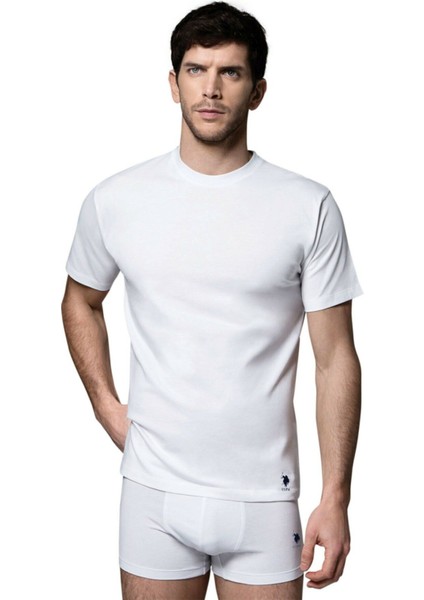 80196 Erkek Beyaz 2'li Yuvarlak Yaka Kısa Kol Atlet
