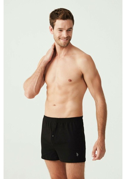 80054 Erkek Siyah Pamuk Boxer Şort