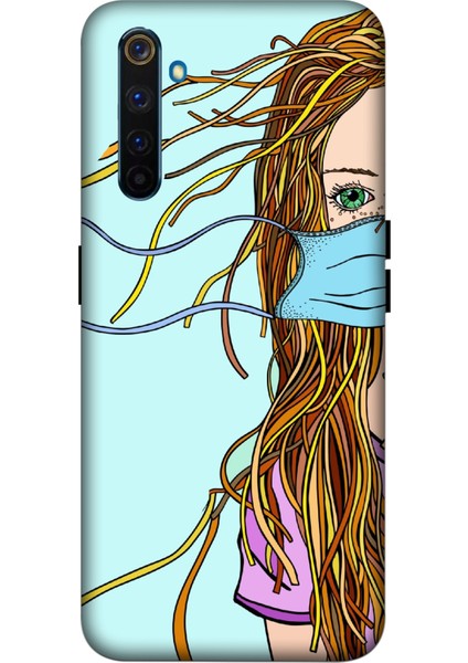 Realme 6 Pro Kılıf Maskeli Kız Baskılı Desenli Silikon Kılıf A++-8125