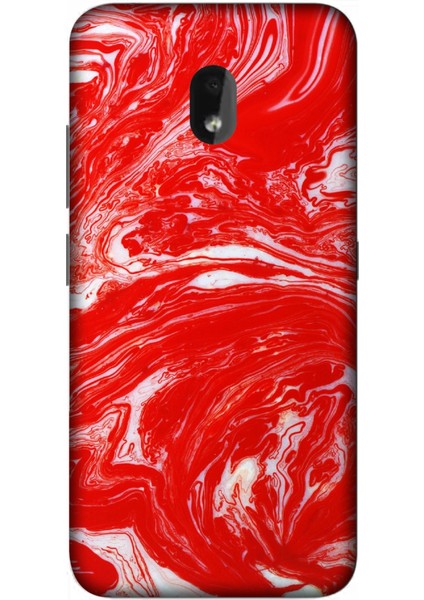 Nokia 2.2 Kılıf Kırmızı Mermer Baskılı Desenli Silikon Kılıf A++-8309