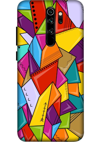Xiaomi Redmi Note 8 Pro Kılıf Renkli Üçgen Baskılı Desenli Silikon Kılıf A++-8177