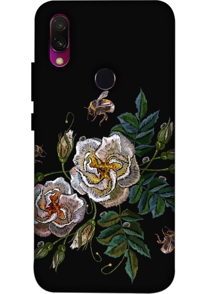 Xiaomi Redmi 7 Kılıf Örme Çiçekler Baskılı Desenli Silikon Kılıf A++-8069