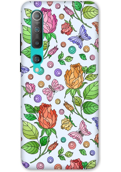 Xiaomi Mi 10 Kılıf Çiçekler Baskılı Desenli Silikon Kılıf A++-8233