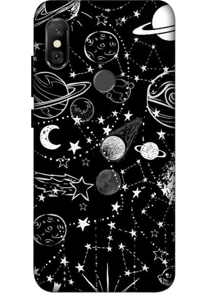 Xiaomi Redmi Note 6 Pro Kılıf Gezegen Baskılı Desenli Silikon Kılıf A++-8226