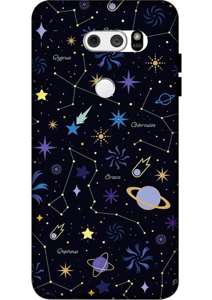 Lg V30 Kılıf Yıldız Gezegen Baskılı Desenli Silikon Kılıf A++-8185