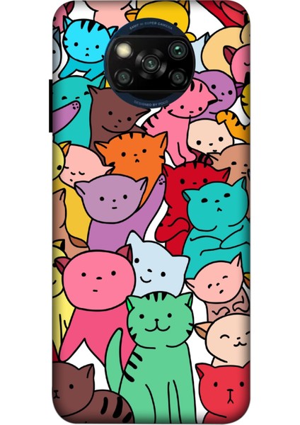Xiaomi Poco X3 Kılıf Kedicikler Baskılı Desenli Silikon Kılıf A++-8180