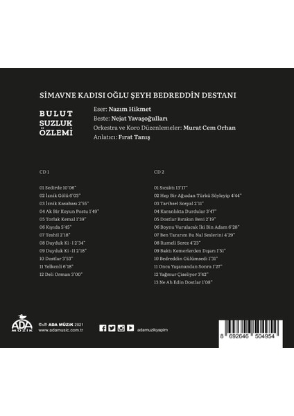 Bulutsuzluk Özlemi - Bedreddin (2'li Cd)