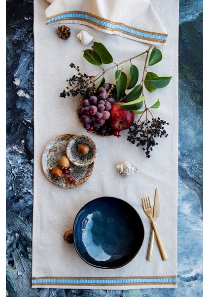 Keten Yeşil Şerit Detaylı Runner