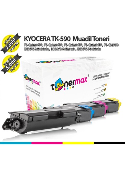 TK-590 Set Muadil Toner/ FSC5250 / FSC2626 / FSC2526 / FSC2126 / FSC2016 / P6026 / M6526 / M6026