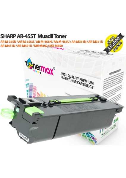 Toner Türk Sharp AR455T / ARM355N / ARM355U / ARM455N / ARM455U / ARM351N / ARM351U / ARM451N / ARM451U / MXM350 / MXM450 Muadil Toneri