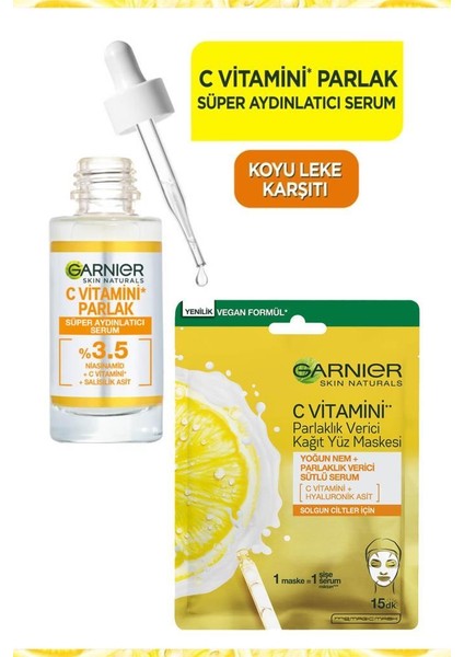 C Vitamini Parlak Süper Aydınlatıcı Serum ve Maske Seti