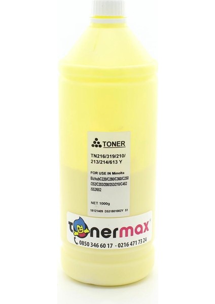 Minolta Renkli Toner Tozu Sarı 250GR./ TN216 / TN221 / TN319 / TN321 / TN324