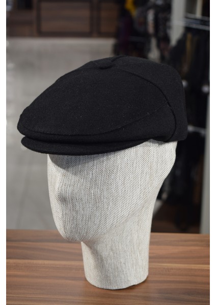 Düğmeli Klasik Kasket Siyah Kasket Kaşe Kışlık Kumaş Şapka modelleri