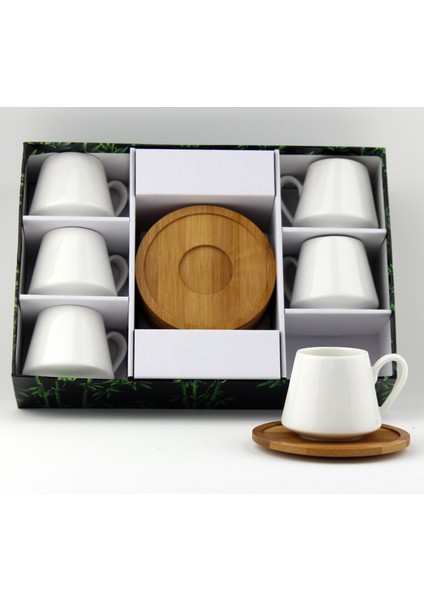 Porselen Bambu Tabak Kahve Fincan Takımı Yaldızlı 2592