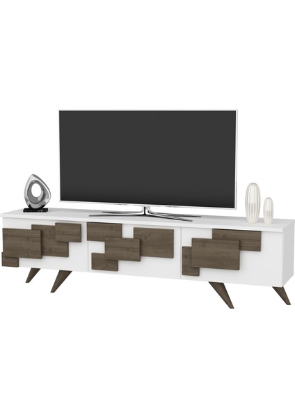 3D Tv Ünitesi Beyaz Ceviz