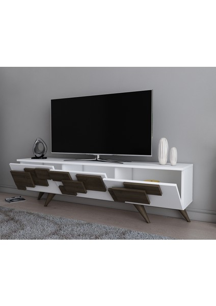 3D Tv Ünitesi Beyaz Ceviz