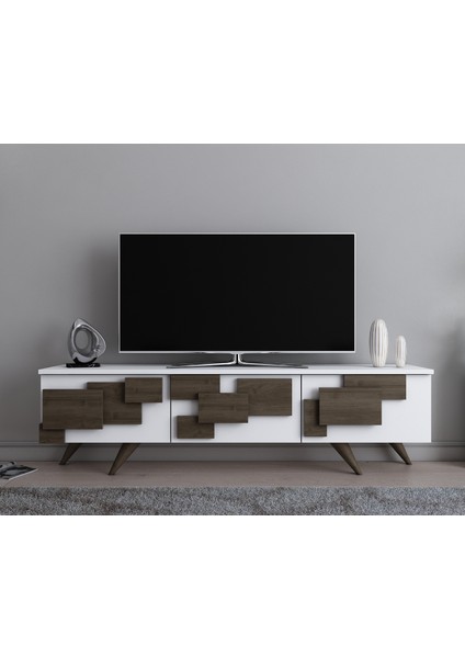 3D Tv Ünitesi Beyaz Ceviz