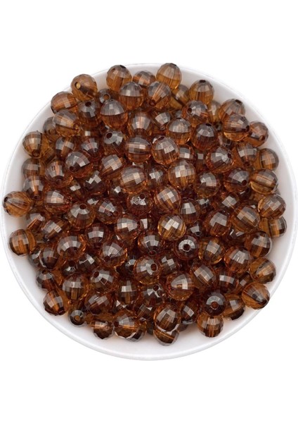 10MM Kahve Rengi Dünya Model Akrilik Boncuk,takı , Çanta Yapım Boncuğu (100GR,~180 Adet)