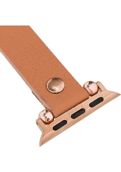 Apple Watch Uyumlu Deri Kordon 42-44MM Ferro Rosegold Trok Nu3 Pembe