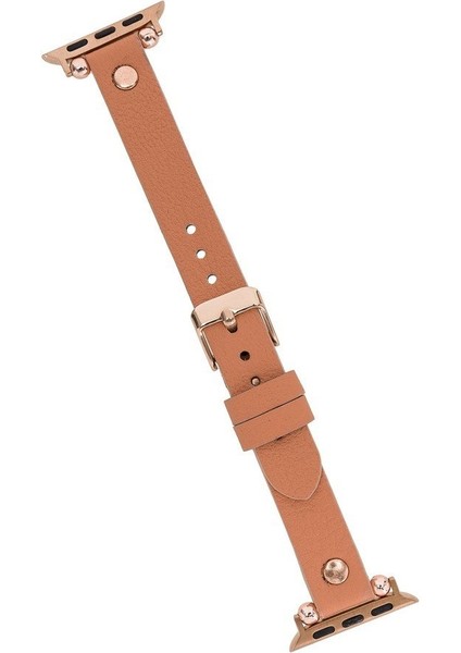 Apple Watch Uyumlu Deri Kordon 42-44MM Ferro Rosegold Trok Nu3 Pembe