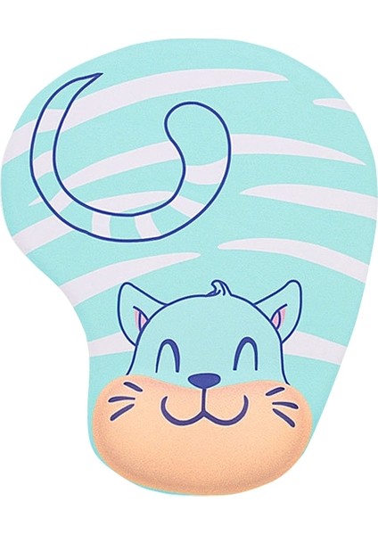 2 Adet Karikatür Desen El Istirahat Bileklik Mouse Pad Blue Cat (Yurt Dışından)