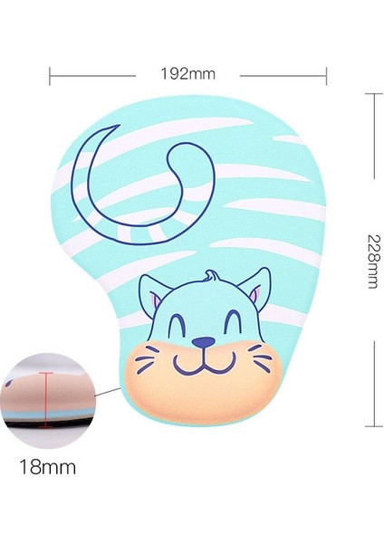 2 Adet Karikatür Desen El Istirahat Bileklik Mouse Pad Blue Cat (Yurt Dışından)