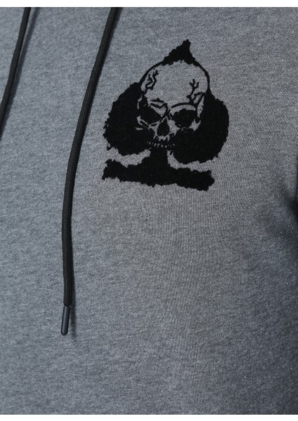 Kapüşonlu Standart Kalıp Antrasit Melanj Erkek Sweatshirt - E-Canda fiyatları