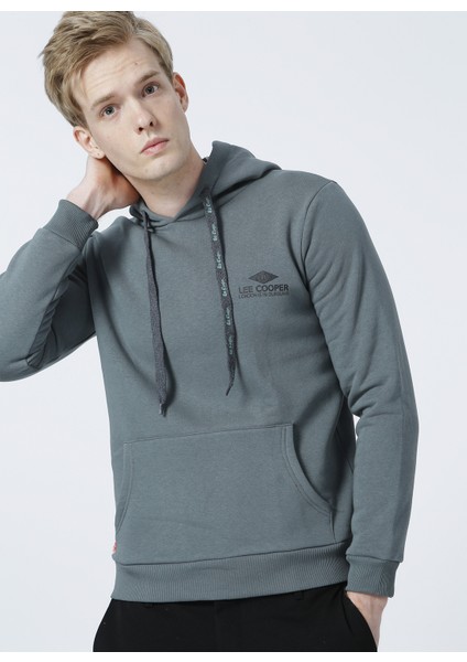 Lee Cooper 221 Lcm 241036 Fabian Kapüşonlu Normal Bel Normal Kalıp Düz Çağla Erkek Sweatshirt