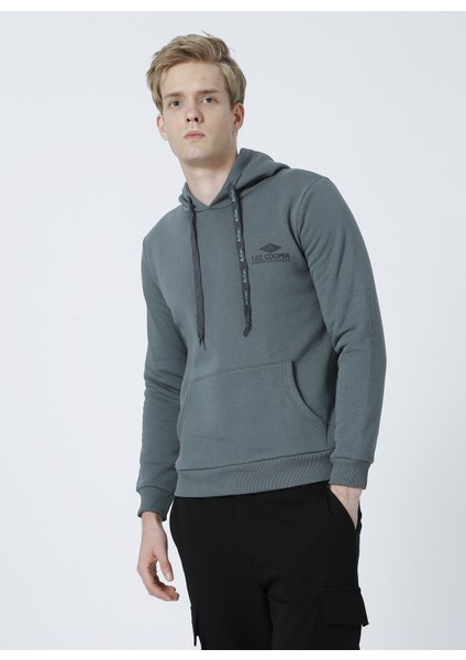 Lee Cooper 221 Lcm 241036 Fabian Kapüşonlu Normal Bel Normal Kalıp Düz Çağla Erkek Sweatshirt