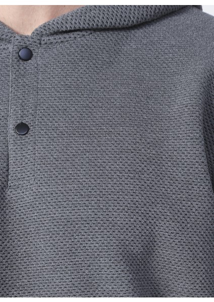 Kapüşonlu Basic Gri Melanj Erkek Sweatshirt fiyatları