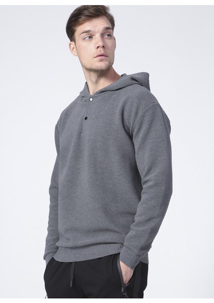 Kapüşonlu Basic Gri Melanj Erkek Sweatshirt fırsatları