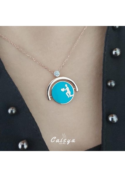 Çift Yönlü Turkuvaz Gelin Damat Teklif Gümüş Kolye modelleri
