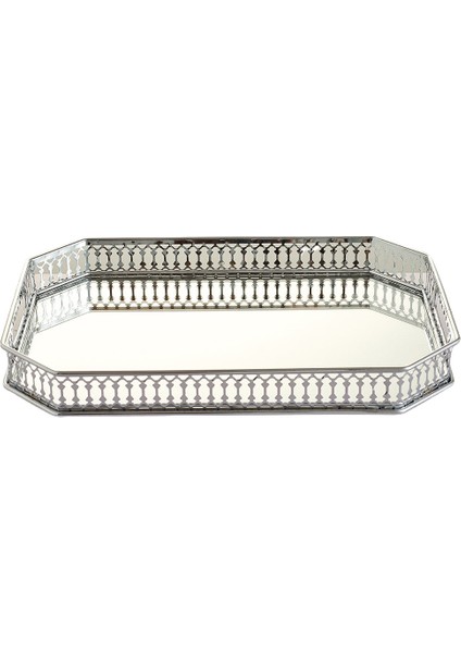 Retro Aynalı Vanity Tepsi Takı Parfüm Küpe Tepsi Dekor Depolama Gümüş (Yurt Dışından) fiyatları